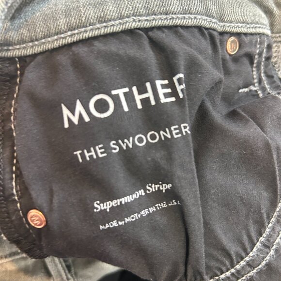Mother Jeans Women’s The Swooner Supermoon Stripe Gray Size 29 Stretchy - Picture 7 of 9